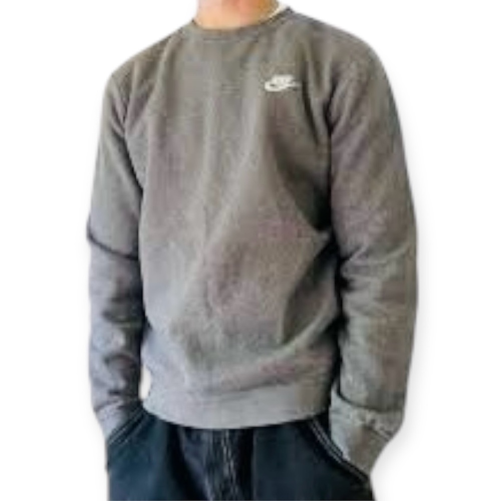 Nike Sportswear Club Comfy Fleece Heather Gray Crewneck, Men’s Size L BV2662-063